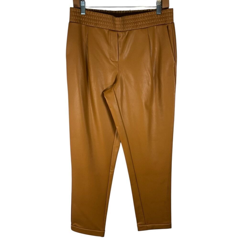 Halogen x Atlantic-Pacific Faux Leather Pant Size M Camel Pull-On Stretch Jogger